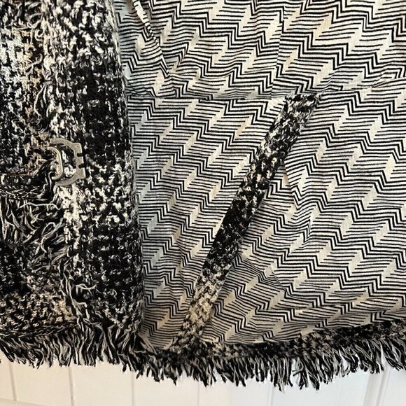 Carol Anderson VINTAGE tweed plaid fringe blazer jacket, women's size 10 - Picture 8 of 15